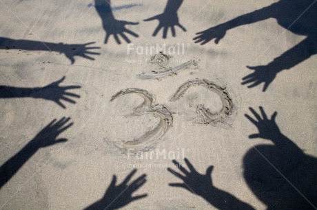 Fair Trade Photo Beach, Colour image, Group of children, Hand, Horizontal, Ohm, People, Peru, Sand, Shadow, South America, Wellness, Yoga