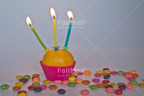 Fair Trade Photo Birthday, Cake, Candle, Colour image, Flame, Food and alimentation, Fruits, Funny, Horizontal, Mandarin, Peru, South America