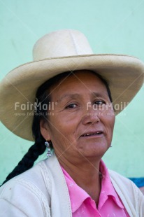 Fair Trade Photo 40-45 years, Activity, Colour image, Hat, Latin, Looking at camera, One woman, People, Peru, Portrait headshot, Sombrero, South America, Vertical