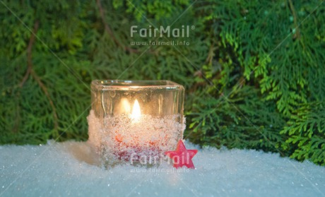 Fair Trade Photo Candle, Christmas, Colour image, Flame, Horizontal, Snow