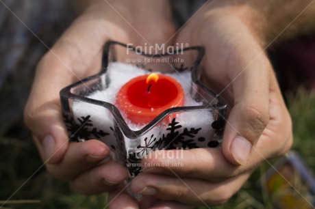 Fair Trade Photo Candle, Christmas, Colour image, Flame, Horizontal, Peru, Red, South America, Star, White