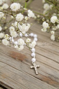 Fair Trade Photo Christianity, Colour image, Communion, Confirmation, Cross, Flowers, Peace, Peru, Religion, South America, Table, Vertical, White, Wood