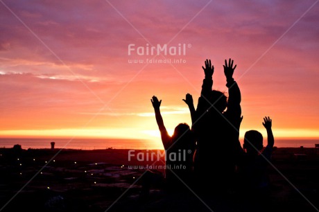 Fair Trade Photo Beach, Colour image, Colourful, Emotions, Evening, Friend, Friendship, Happiness, Happy, Horizontal, Light, Outdoor, People, Peru, Shooting style, Silhouette, Sky, South America, Sun, Sunset