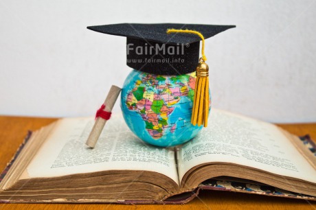 Fair Trade Photo Book, Clothing, Colour image, Congratulations, Diploma, Globe, Hat, Horizontal, Indoor, Peru, South America, Success, White