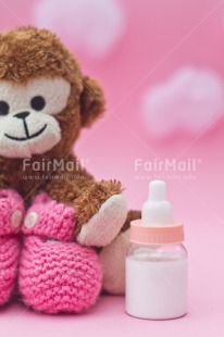 Fair Trade Photo Animals, Biberon, Birth, Colour image, Girl, Monkey, New baby, People, Peru, Pink, South America, Vertical