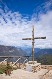 Fair Trade Photo Chachapoyas, Christianity, Church, Colour image, Cross, Holi, Landscape, Nature, Peru, South America, Vertical