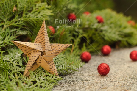 Fair Trade Photo Christmas, Christmas ball, Christmas decoration, Colour image, Green, Horizontal, Peru, Pine, Red, Snow, South America, Star