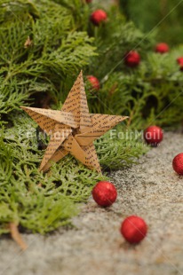 Fair Trade Photo Christmas, Christmas ball, Christmas decoration, Colour image, Green, Horizontal, Peru, Pine, Red, Snow, South America, Star, Vertical