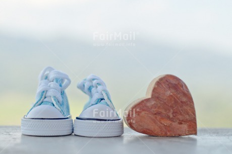 Fair Trade Photo Birth, Birthday, Blue, Colour image, Heart, Horizontal, Love, New baby, Peru, Shoe, South America, Tarapoto travel, Valentines day, Wood