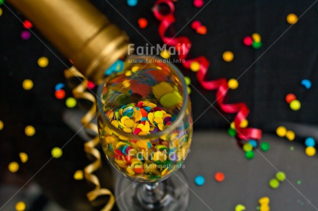 Fair Trade Photo Birthday, Black, Bottle, Colour image, Confetti, Glass, Horizontal, New Year, Party, Peru, South America