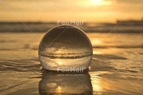Fair Trade Photo Ball, Beach, Colour image, Horizontal, Peru, Reflection, Sea, South America, Sunset, Water