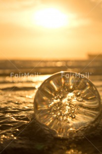 Fair Trade Photo Ball, Beach, Colour image, Peru, Reflection, Sea, South America, Sunset, Vertical, Water