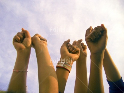 Fair Trade Photo Colour image, Condolence-Sympathy, Cooperation, Friendship, Good luck, Hand, Horizontal, Outdoor, People, Peru, Portrait halfbody, Sky, Solidarity, South America, Together, Values