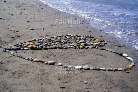 Fair Trade Photo Beach, Colour image, Heart, Horizontal, Love, Peru, Sand, Sea, Seasons, South America, Stone, Summer, Thinking of you, Valentines day, Water