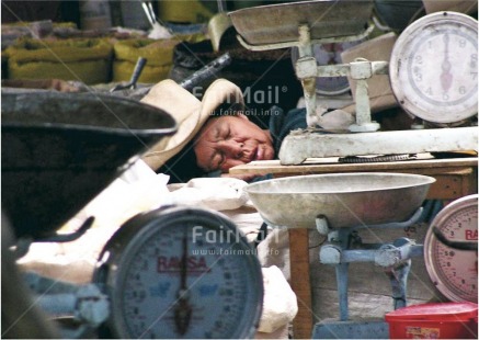 Fair Trade Photo Activity, Colour image, Day, Entrepreneurship, Funny, Get well soon, Horizontal, Indoor, Looking away, Market, One woman, People, Peru, Portrait headshot, Relaxing, Sleeping, South America