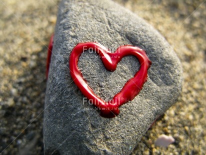 Fair Trade Photo Beach, Closeup, Colour image, Day, Heart, Horizontal, Love, Outdoor, Peru, Red, Sand, Seasons, South America, Stone, Summer, Thinking of you