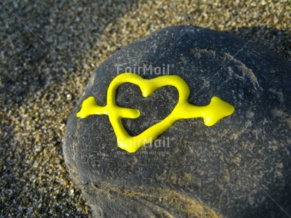 Fair Trade Photo Beach, Colour image, Heart, Horizontal, Love, Peru, Sand, Seasons, South America, Stone, Summer, Valentines day, Yellow