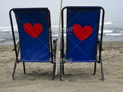 Fair Trade Photo Activity, Beach, Blue, Chair, Colour image, Day, Heart, Holiday, Horizontal, Love, Marriage, Outdoor, Peru, Red, Relaxing, Sea, Seasons, South America, Summer, Together