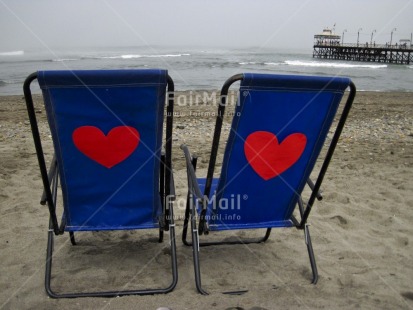 Fair Trade Photo Activity, Beach, Blue, Chair, Colour image, Day, Heart, Holiday, Horizontal, Love, Marriage, Outdoor, Peru, Red, Relaxing, Sea, Seasons, South America, Summer, Together