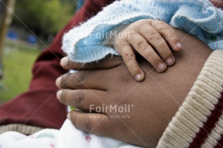 Fair Trade Photo Birth, Care, Closeup, Colour image, Hand, Horizontal, Mother, New baby, One baby, People, Peru, South America
