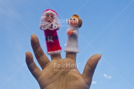 Fair Trade Photo Blue, Christmas, Colour image, Day, Funny, Hand, Horizontal, Outdoor, Peru, Red, Santaclaus, Sky, South America, White