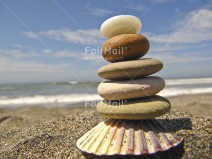 Fair Trade Photo Balance, Beach, Colour image, Condolence-Sympathy, Focus on foreground, Horizontal, Outdoor, Peru, Sand, Sea, Seasons, Shell, South America, Spirituality, Stone, Summer, Thinking of you, Wellness