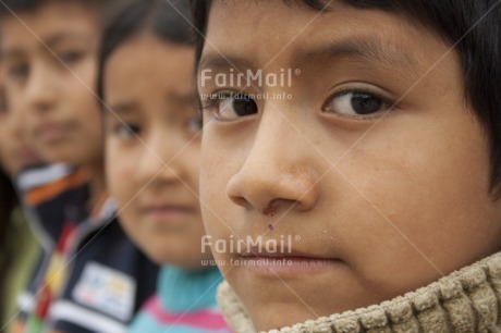 Fair Trade Photo 5 -10 years, Activity, Colour image, Focus on foreground, Group of children, Horizontal, Latin, Looking at camera, People, Peru, Portrait headshot, South America, Together