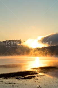 Fair Trade Photo Chachapoyas, Colour image, Lake, Landscape, Nature, Peru, Reflection, South America, Sun, Sunrise, Vertical, Water