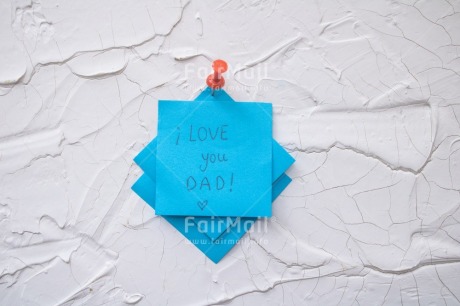 Fair Trade Photo Blue, Colour, Dad, Father, Fathers day, Note, Object, Paper, People, Pin, Postit, Wall, White