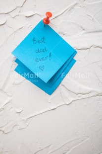 Fair Trade Photo Blue, Colour, Dad, Father, Fathers day, Note, Object, Paper, People, Pin, Postit, Wall, White