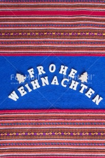 Fair Trade Photo Activity, Adjective, Blue, Celebrating, Christmas, Christmas decoration, Christmas tree, Colour, German, Letter, Object, Peruvian fabric, Present, Text, Vertical, White