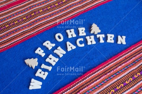 Fair Trade Photo Activity, Adjective, Blue, Celebrating, Christmas, Christmas decoration, Christmas tree, Colour, German, Horizontal, Letter, Object, Peruvian fabric, Present, Text, White