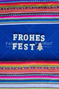 Fair Trade Photo Activity, Adjective, Blue, Celebrating, Christmas, Christmas decoration, Christmas tree, Colour, German, Letter, Object, Peruvian fabric, Present, Text, Vertical, White