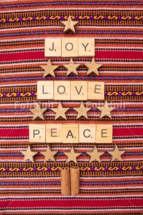 Fair Trade Photo Christmas, Christmas decoration, Christmas tree, Emotions, Joy, Letter, Love, Object, Peace, Peruvian fabric, Star, Text, Values