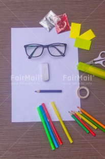 Fair Trade Photo Colour image, Crayon, Desk, Exams, Face, Glasses, Multi-coloured, Office, Pen, Pencil, Peru, Scissors, South America, Success, Vertical