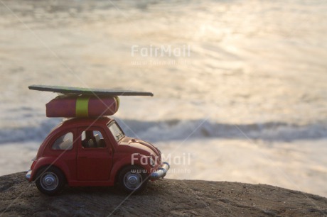 Fair Trade Photo Activity, Beach, Car, Colour image, Day, Holiday, Horizontal, Ocean, Peru, Red, Sand, Sea, Seasons, South America, Summer, Surf, Surfboard, Transport, Travel, Travelling, Water