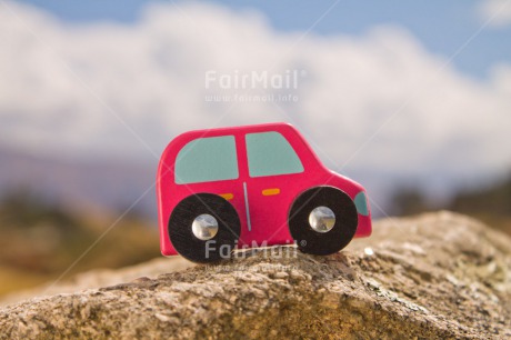 Fair Trade Photo Activity, Boy, Brother, Car, Colour image, Day, Fathers day, Horizontal, Male, Mountain, Nature, Outdoor, People, Peru, Red, Road, South America, Toy, Transport, Travel, Travelling