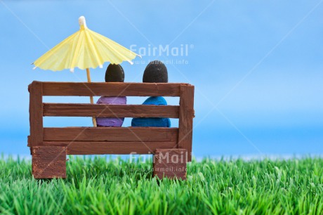 Fair Trade Photo Bench, Blue, Colour image, Couple, Grass, Green, Horizontal, Love, Peru, Rock, Sky, South America, Thinking of you, Umbrella, Valentines day, Wedding