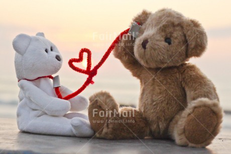 Fair Trade Photo Animals, Bear, Colour image, Heart, Horizontal, Love, Marriage, Peluche, Peru, Sea, Sky, South America, Sunset, Thinking of you, Valentines day, Wedding