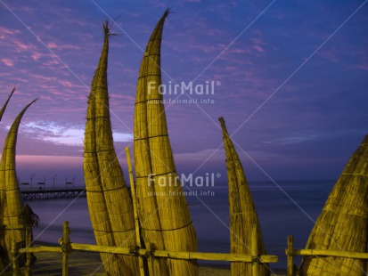 Fair Trade Photo Clouds, Colour image, Ethnic-folklore, Fisheries, Fishing boat, Horizontal, Huanchaco, Night, Outdoor, Peru, Sea, South America