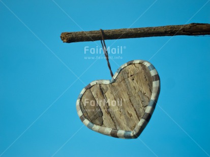 Fair Trade Photo Blue, Closeup, Colour image, Day, Heart, Horizontal, Love, Outdoor, Peru, Sky, South America, Summer, Valentines day, Wood