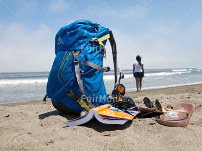 Fair Trade Photo Beach, Colour image, Day, Good trip, Horizontal, One girl, Outdoor, People, Peru, Sand, Sea, South America, Summer, Travel