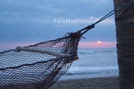 Fair Trade Photo Activity, Beach, Closeup, Colour image, Evening, Hammock, Holiday, Outdoor, Palmtree, Peru, Relaxing, Sea, South America, Sunset, Tree