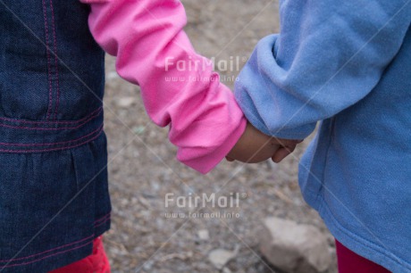 Fair Trade Photo Activity, Closeup, Colour image, Holding hands, People, Peru, South America, Two children