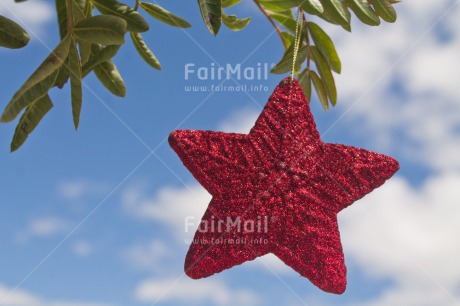 Fair Trade Photo Blue, Christmas, Clouds, Colour image, Horizontal, Peru, Red, Sky, South America, Star, Tree