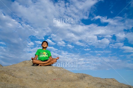 Fair Trade Photo 5 -10 years, Colour image, Horizontal, Meditation, One boy, One person, Outdoor, People, Peru, South America, Yoga