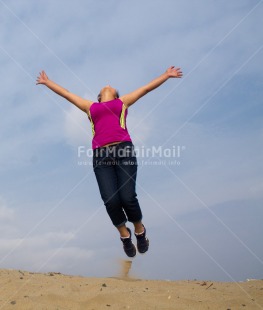 Fair Trade Photo Activity, Birthday, Colour image, Day, Emotions, Exams, Freedom, Happiness, Jumping, One girl, Outdoor, People, Peru, Sky, South America, Vertical, Well done