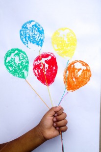 Fair Trade Photo Balloon, Birthday, Colour image, Hand, Peru, South America, Vertical