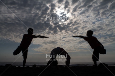 Fair Trade Photo Colour image, Friendship, Group of boys, Health, Horizontal, Outdoor, People, Peru, Shooting style, Silhouette, South America, Together, Wellness, Yoga