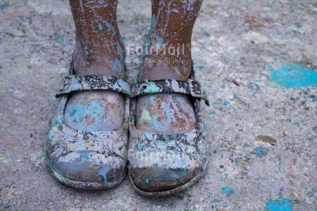 Fair Trade Photo Closeup, Colour image, Festivals and Performances, Horizontal, Paint, Party, Peru, Shoe, Shooting style, South America